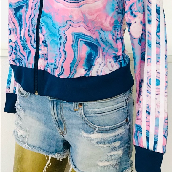 ADIDAS Rare GEODE Agate Marble Print JACKET Child Size S - Picture 8 of 16